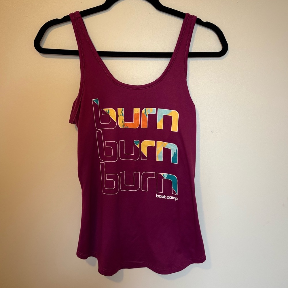 Burn Boot Camp Purple Fuchsia Yellow Orange Graphic Tank Top Size Small